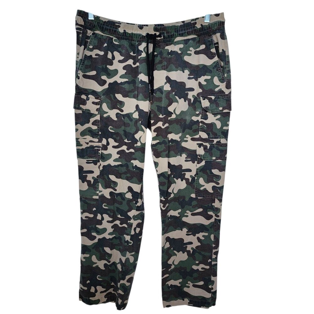 Dogg Supply by Snoop Dogg Mens XL Camo Cargo Pants Ripstop Stretch Elastic Waist